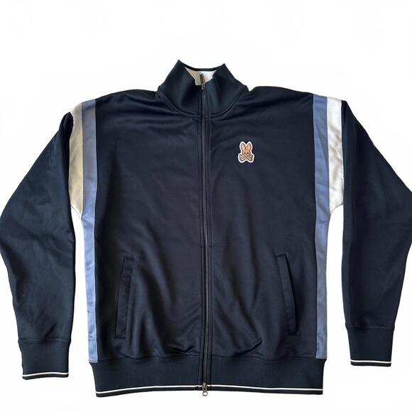 Psycho Bunny Men's Tracksuit Set - Black with Blue and White Stripes, Size M - Picture 4 of 15